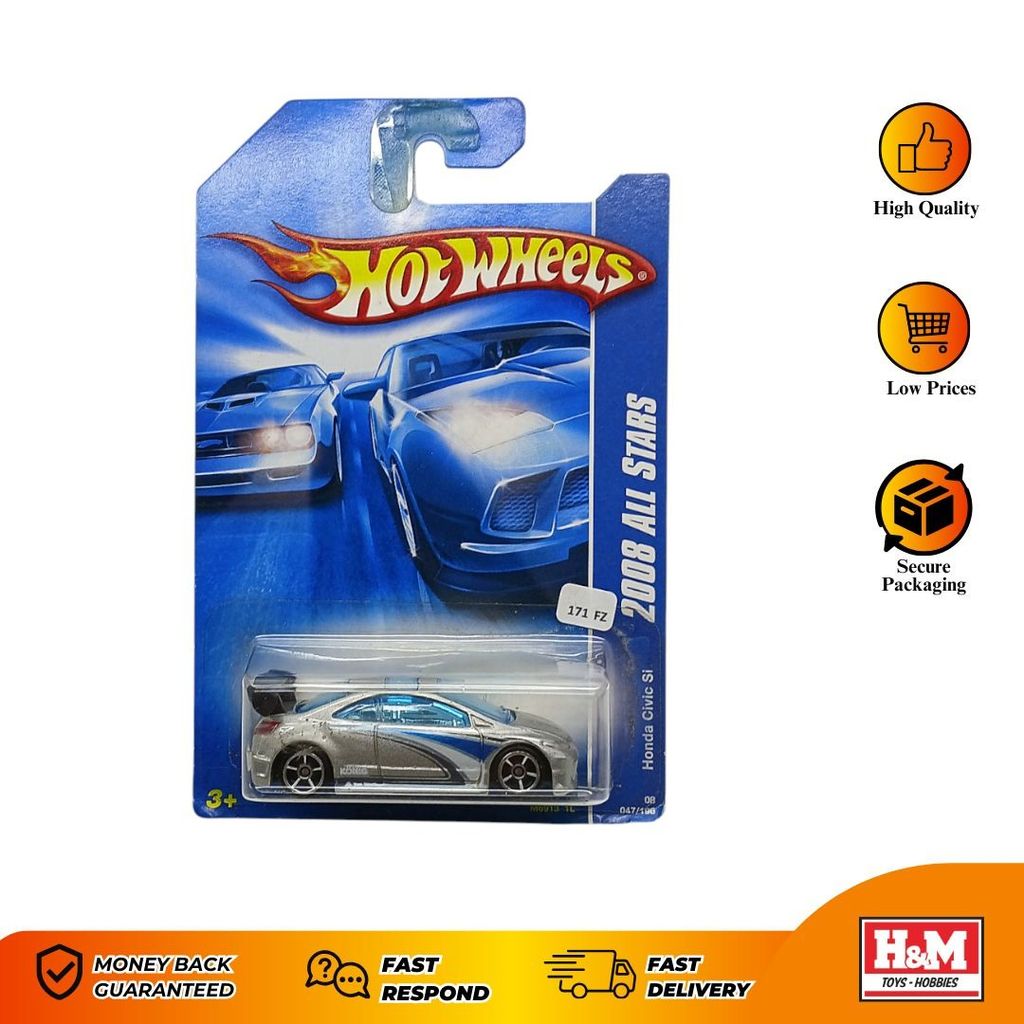 Hot Wheels 2008 All Stars Honda Civic Si Silver - 171FZ-FZ2