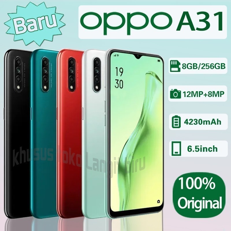 Hp Oppo A31 Ram 8/256GB Baru layar 6.5 inci HD+ Camera Android Smartphone murah fullset resmi Garans