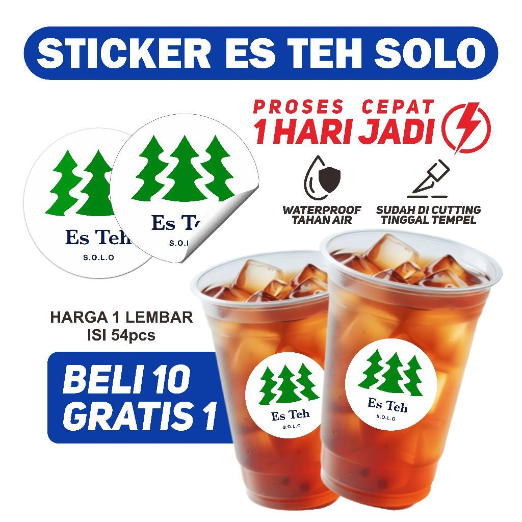 STIKER ES TEH SOLO | STIKER CUP ES TEH SOLO | CETAK STIKER ES TEH CUSTOM | CETAK STIKER CUP ES TEH |