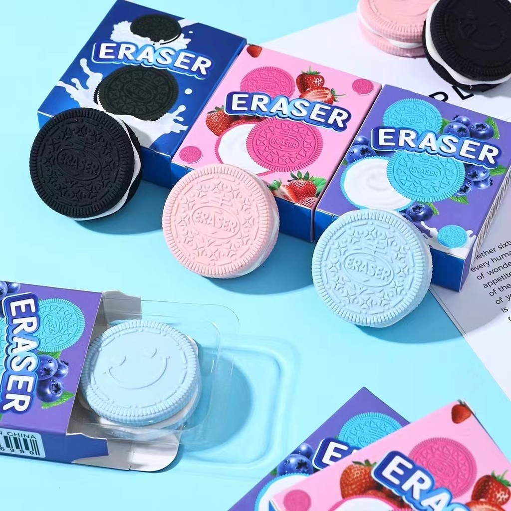 Aesthetic stationery back to sool supplies Kawaii Stationery items cookie Erasers rubber sool statio