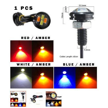 Lampu LED MATA ELANG 2 WARNA Eagle Eyes Eye Senja Sen Kota Mobil Motor Car Kabel - Eagle Eyes, Biru-