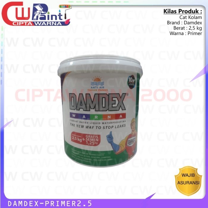 Cat DAMDEX WARNA 2.5kg PRIMER WATERPROOF KOLAM IKAN RENANG DLL - B7 CWS