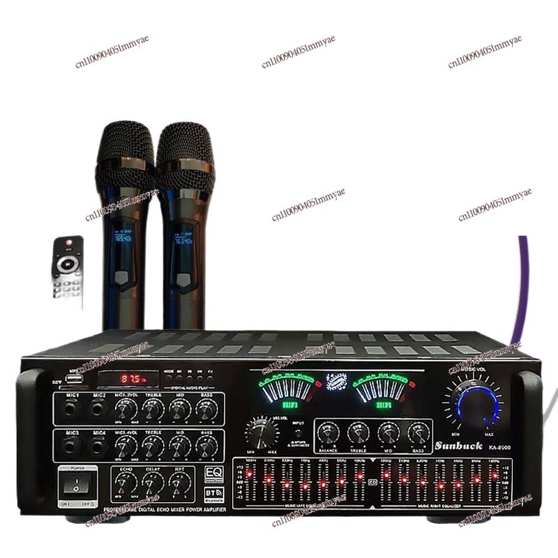 600W High-power Bluetooth Wireless KTV Auo Power Amplifier Household with EQ Equalizer 12V220V Dual-