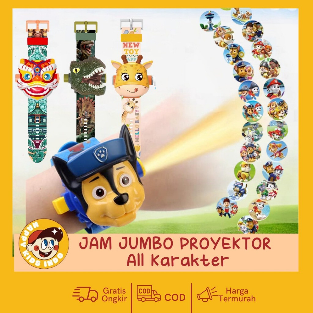 HAPPY KIDS - JAM TANGAN LASER PROYEKTOR 24 GAMBAR - JAM JUMBO PROYEKTOR ANAK - PROYEKTOR BERGAMBAR /