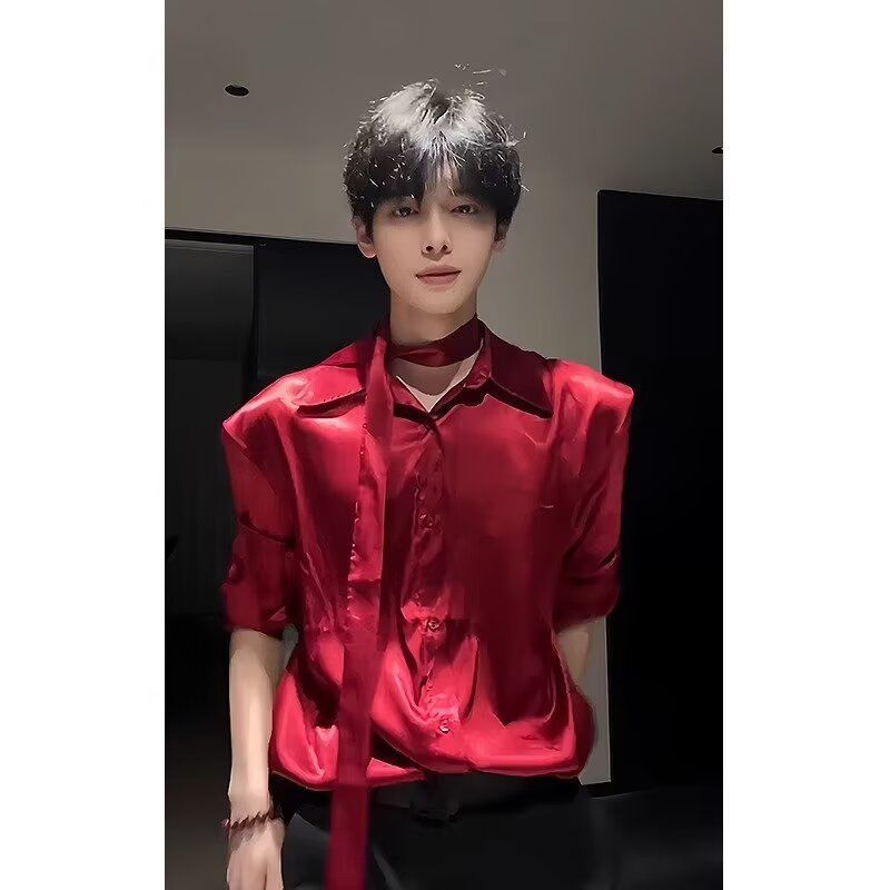 Satin Silky Smooth Shirt/Loose Fit Draped Performance Costume for Men