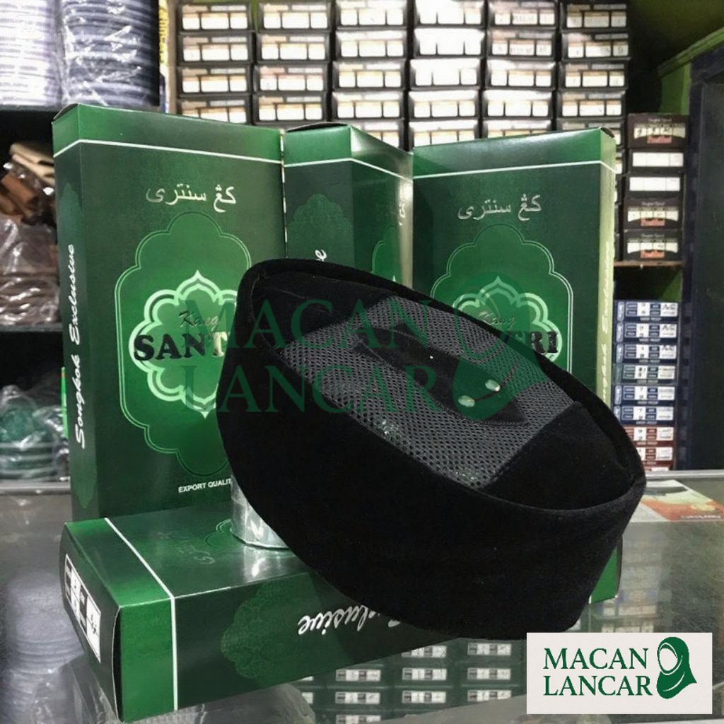 songkok peci kang santri model ac tengah tinggi 8 9 10 exclusive peci kang santri hitam