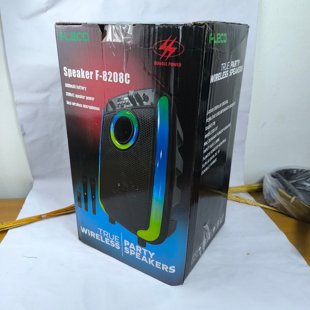 Speaker Portable Wireless Meeting Fleco F-8208C | speaker 8208C LED Light Play fleco Free 2 Mic Wire