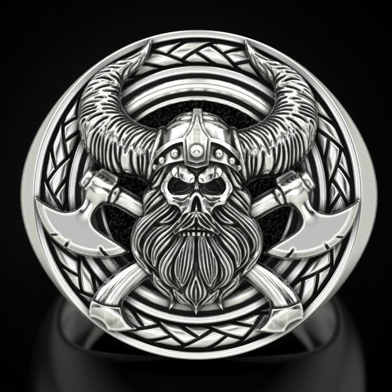 New Viking Skull Ring Nordic Mythology Retro Viking skull ring Men
