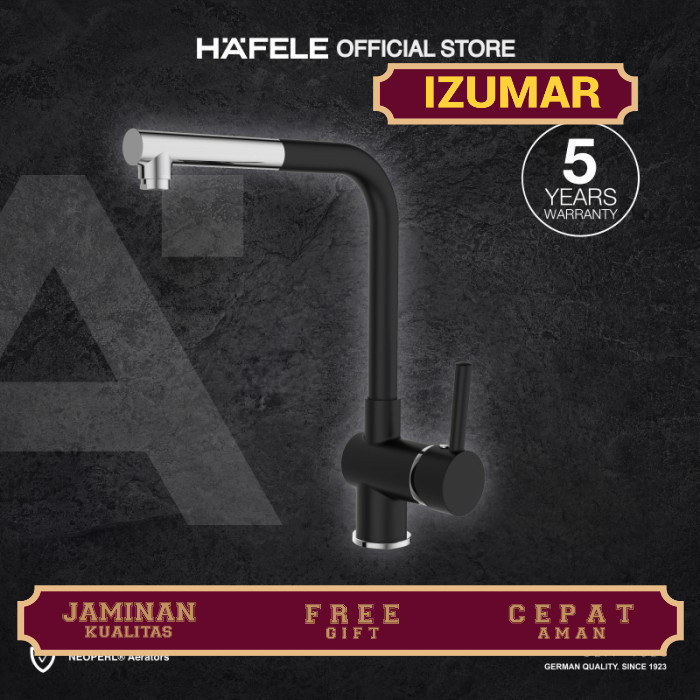 Hafele Kran Air Cuci Piring Panas Dingin Hitam Full Brass - SL Spout Keran Mixer Tembaga Full Set