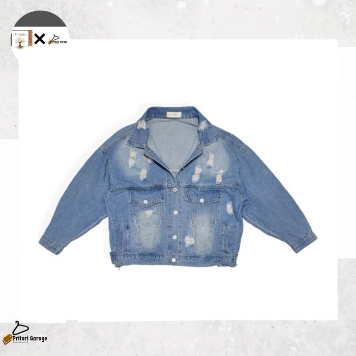 Raw Denim Jeans Trucker Flight Ripped Jacket Pumpkin Big Print Light