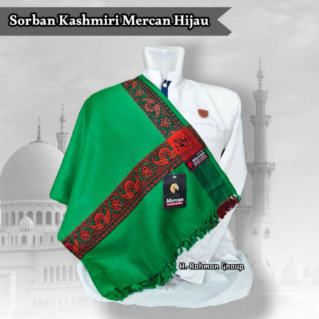 Sorban Mercan Kashmiri Hijau Original Made in India