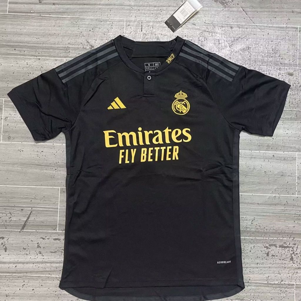 23-24 Real Madrid Jersey Second Away Jersey Football Match Top Fabric Black