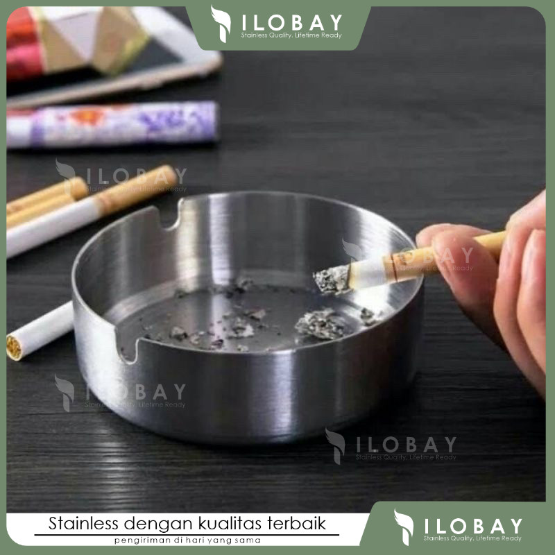 asbak stainless steel tebal BESAR / high quality ashtray diameter 8cm 10cm 12cm / asbak kafe / asbak