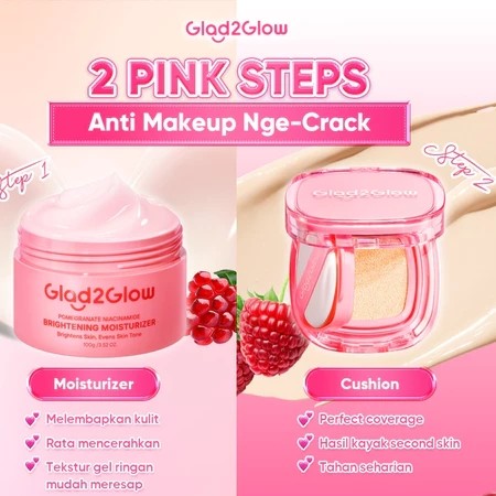 Glad2Glow Perfect Make Up Skincare 2pcs Bundle Pomegranate Niacinamide Brightening Moisturizer 30g +