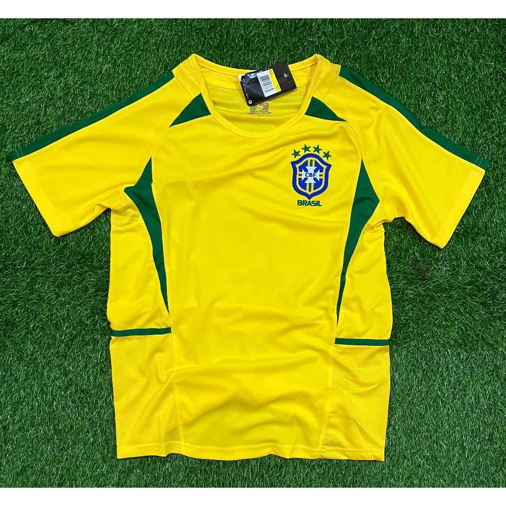 (RETRO) JERSEY BOLA RETRO BRAZIL HOME JUARA PIALA DUNIA 2002 GRADE AAA VINTAGE CLASSIC
