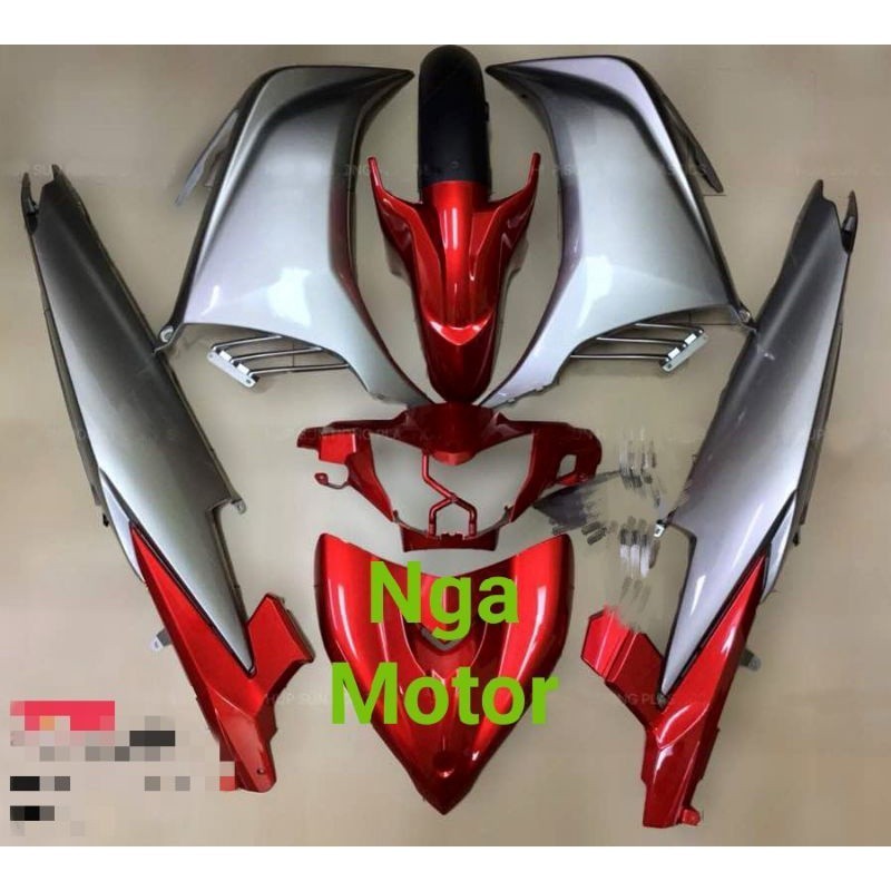 cover full body halus mx new merah silver versi lc 135 v3 Best.kuality Terlaris