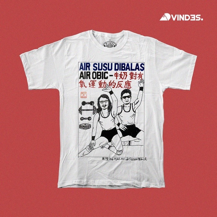 OT62 [COD] Vindes Store - T-Shirt x Seni Kanji - Air Susu Air Obic Putih SS 