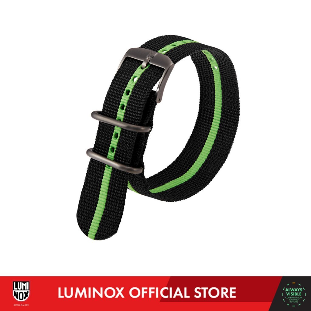 Luminox Strap Nato 3050, Black|Green Stripe, 23 mm - Strap Jam