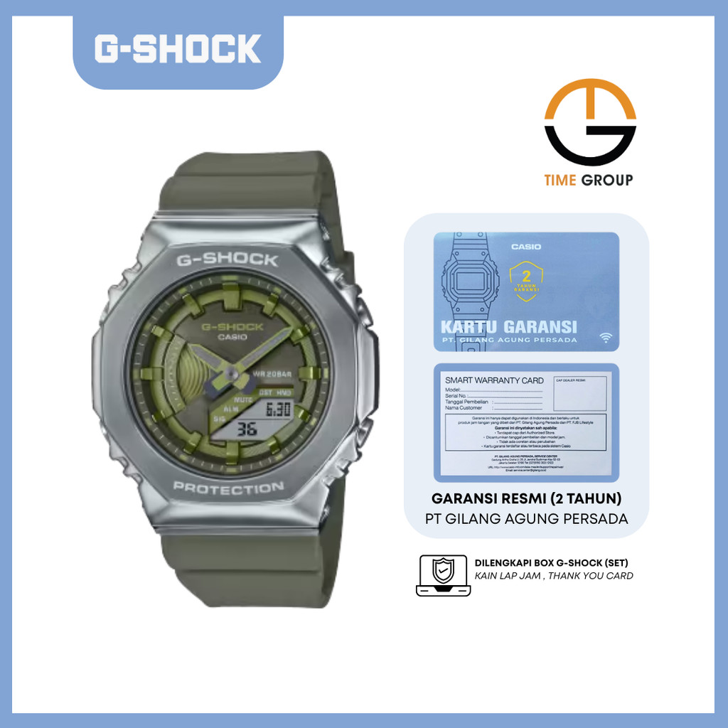 JAM TANGAN WANITA CASIO G-SHOCK GMS2100-3ADR  GMS-2100-3 GREEN STRAP ORIGINAL