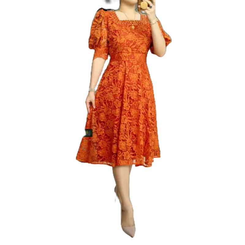 WF DRESS SEMI BROKAT Terbaru/ Dress Pesta Renda Brokat ATASAN WANITA