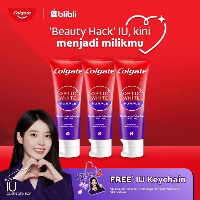 Colgate Optic White Purple Toothpaste [100 g] - Triple Pack Free IU Keychain