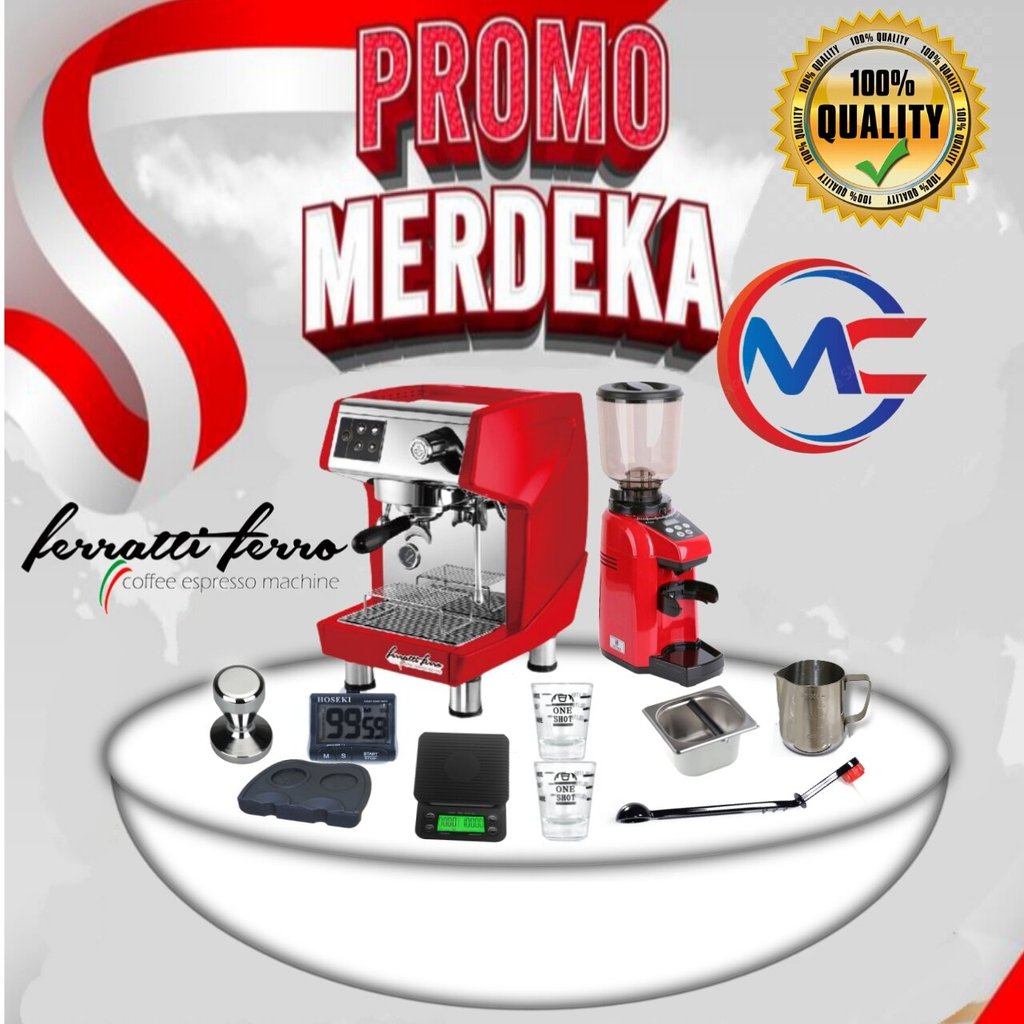 Paket Mesin Kopi Lengkap|Ferrati Ferro FCM 3200DX|Maquinos L20+Barista Tools