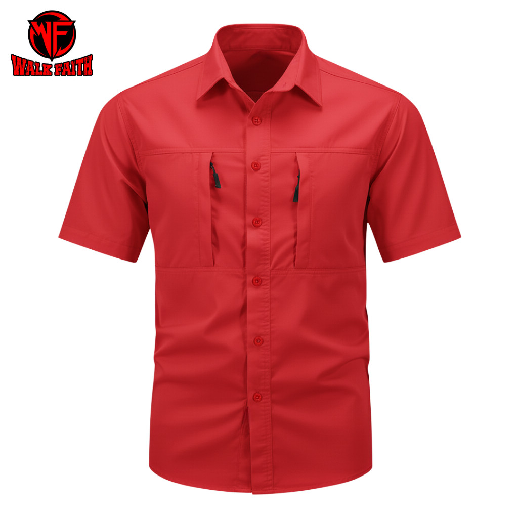 Kemeja Tactical Merah / Kemeja Tactical Pria Lengan Pendek / Kemeja Tactical Pria / Kemeja Tactical