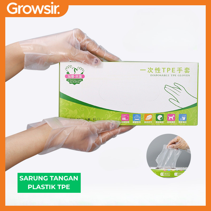 GROWSIR 70 PCS Sarung Tangan Plastik TPE Foodgrade Anti Minyak Anti Air Anti Bau XY068