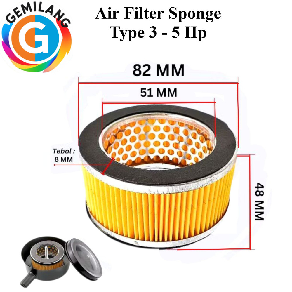 Air Filter Sponge / Filter Elemen / Saringan Kompresor Angin 3 hp dan 5 hp