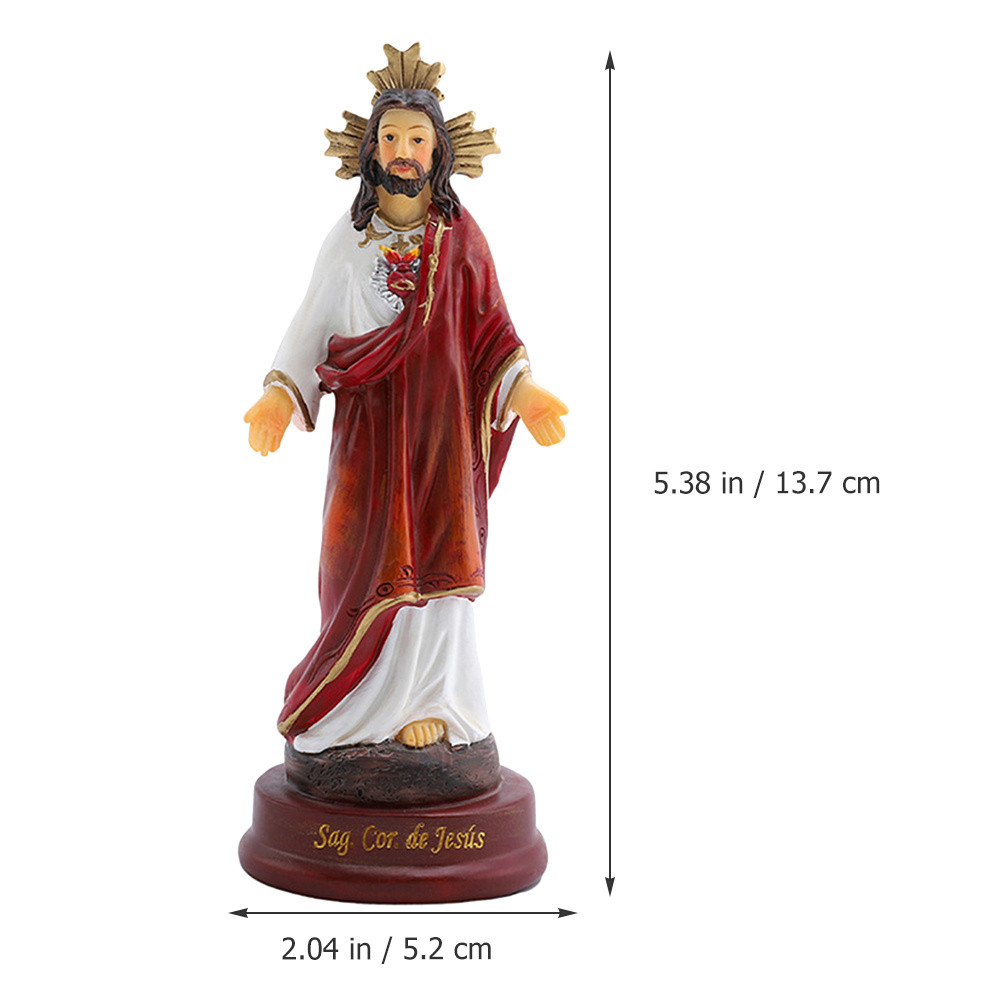 Resin Jesus Statue Desktop Decorative God Sculpture Religious Decor Miniature Church Resin Craft Jes