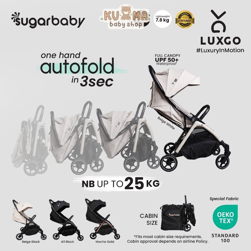 Sugarbaby Stroller LuxGo Kereta Dorong Bayi/Stroller Bayi/Stroller AutoFold BPA Free/Stroller Lipat 