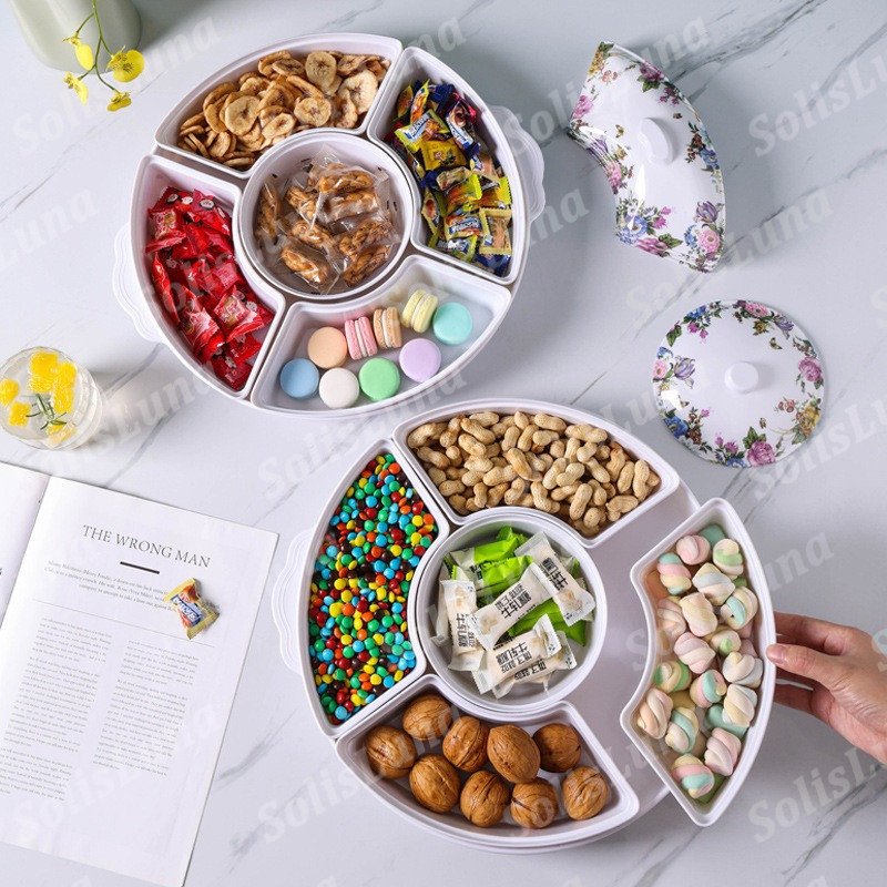 42 CM Wadah Saji Prasmanan Keramik  Kotak permen tahan lembab yang disegel dengan tutup kotak buah k