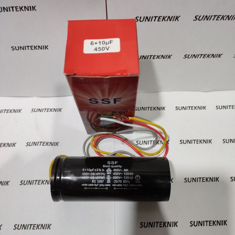 kapasitor 10uf + 6uf - CAPASITOR 10+6UF - KAPASITOR 10 UF DAN 6 UF