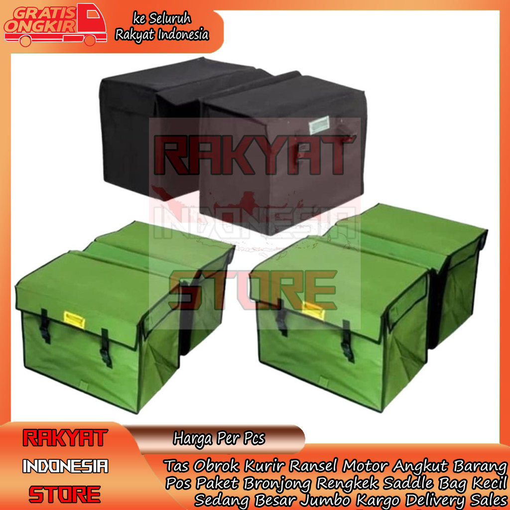 Tas Kurir Pos Pesan Antar Paket Ransel Motor Obrok Bronjong Angkut Barang Rengkek Saddle Bag Kecil S