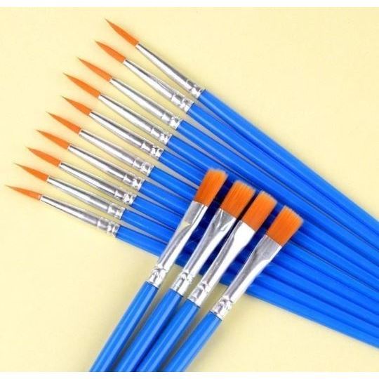 (SDA) Kuas Lukis Cat Air Cet Minyak Akrilik Brush Flat Round Kecil Paint Brash Painting By Numbers A