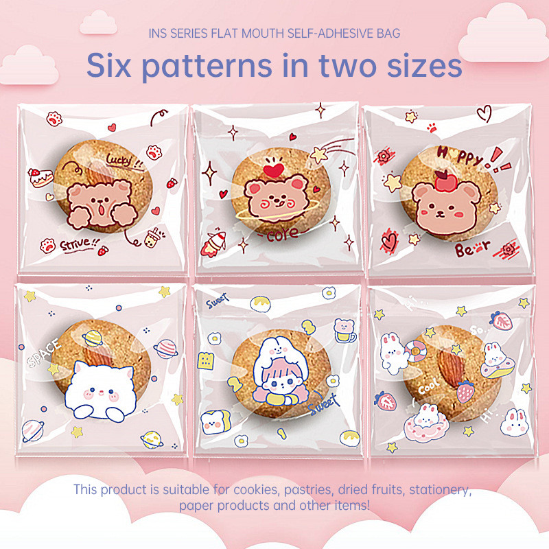 Tas Kemasan Snack Nougat Perekat Diri Tas Kemasan Kartun Lucu Transparan