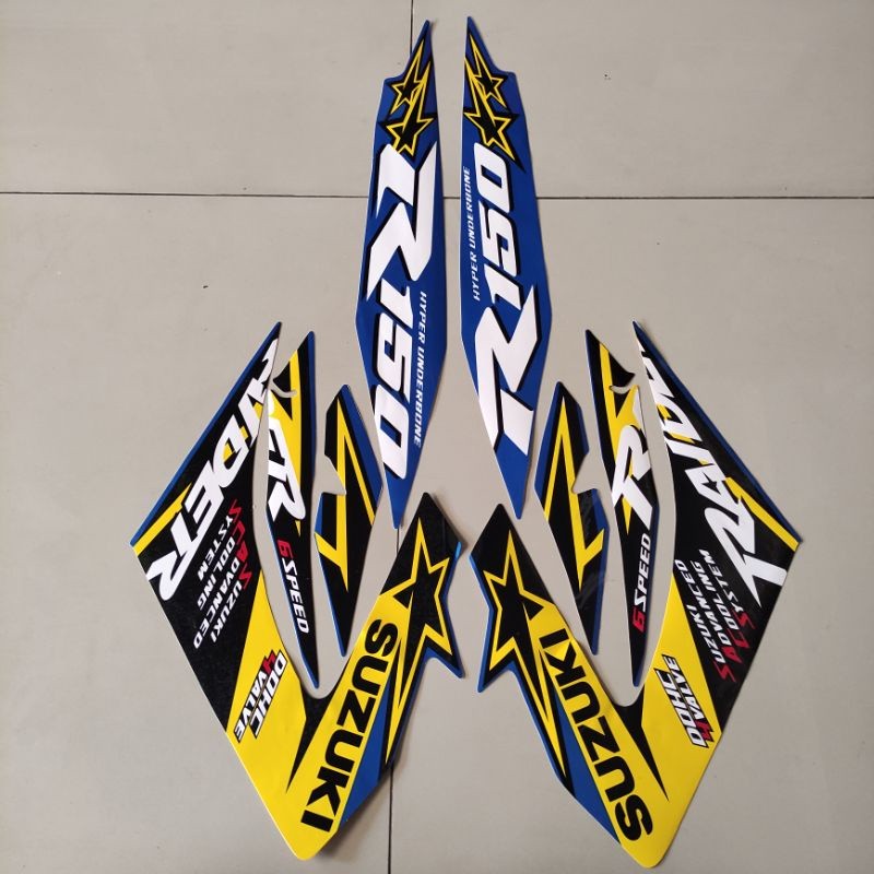 striping suzuki satria fu raider f 150 2014  2015 biru kuning list thailand