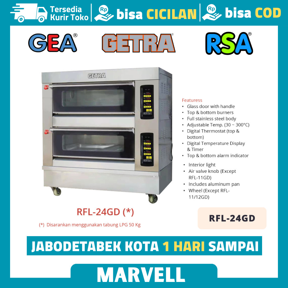 GETRA RFL 24GD RFL-24GD OVEN 2 DECK 4 TRAY PEMANGGANG ROTI KUE GARANSI RESMI