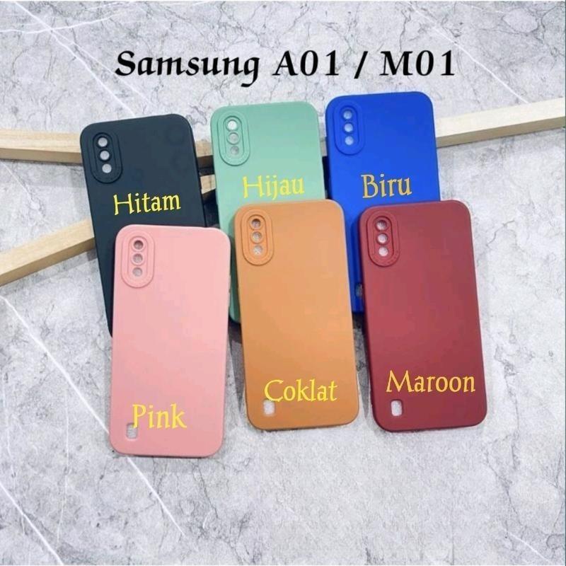 SoftCase Macaron Untuk Hp Samsung Galaxy A01 M01 Tpu Procamera Hitam
