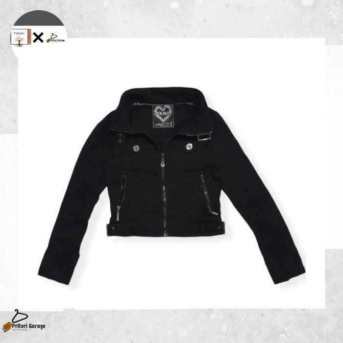 Raw Jeans Utility Trucker Jacket Crop Zircon Buckle Cecil Mcbee Black XS