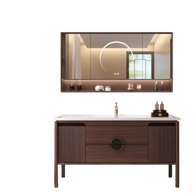 * Meeval ceramic integrated basin floortoceiling bathroom cabinet combination oak walnut washbasin s