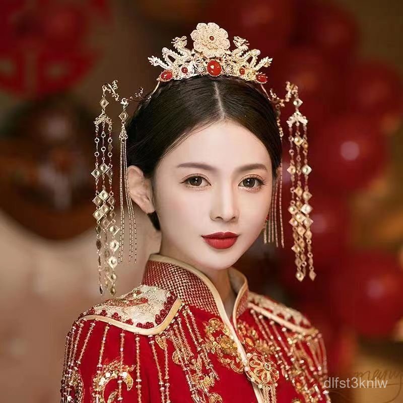 Hanfu Hair Accessories Tassel Step Phoenix Crown Bride Xiuhe Clothing Accessories Hair Accessories