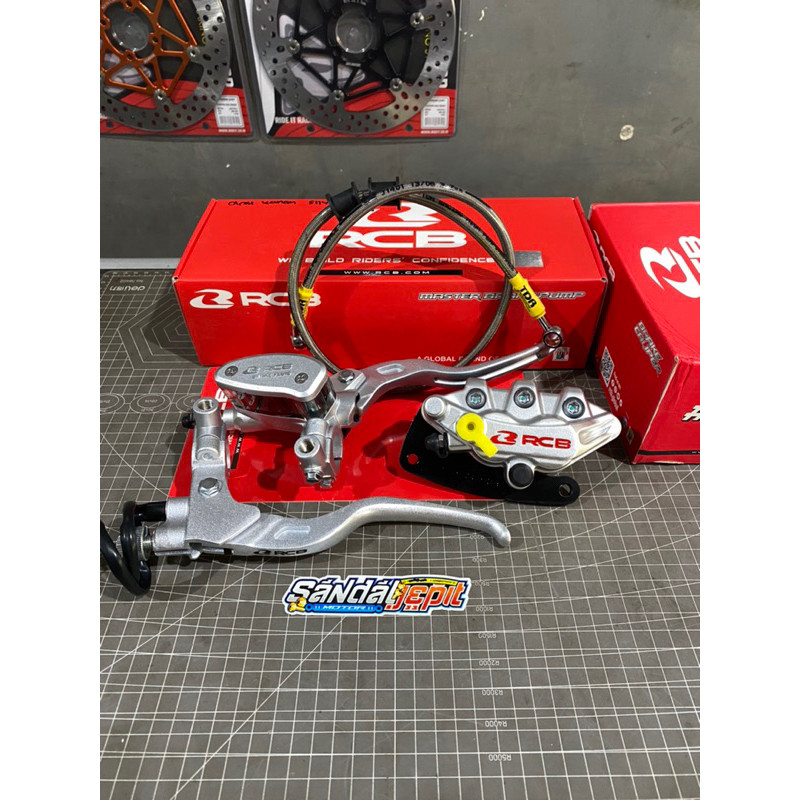 PAKET SET MASTER KALIPER RCB BEAT SCOOPY VARIO CRF KLX MASTER REM RCB OVAL 14MM E2 SILVER SET HANDLE