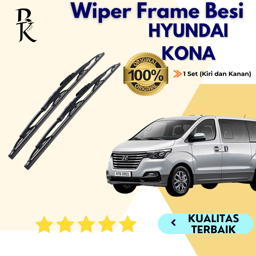 Wiper Metal Blade Mobil Hyundai Kona Frame Besi Konvensional 1 Set Kiri & kanan