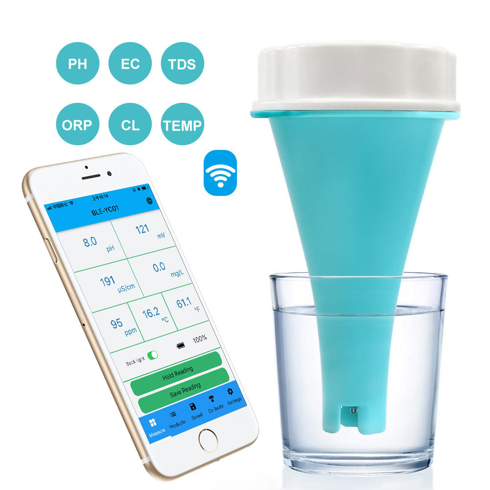 6 in 1 Smart Floating Swimming Pool Water Analyzer Water Quality Test Meter PH CL TDS EC ORP TEMP Te