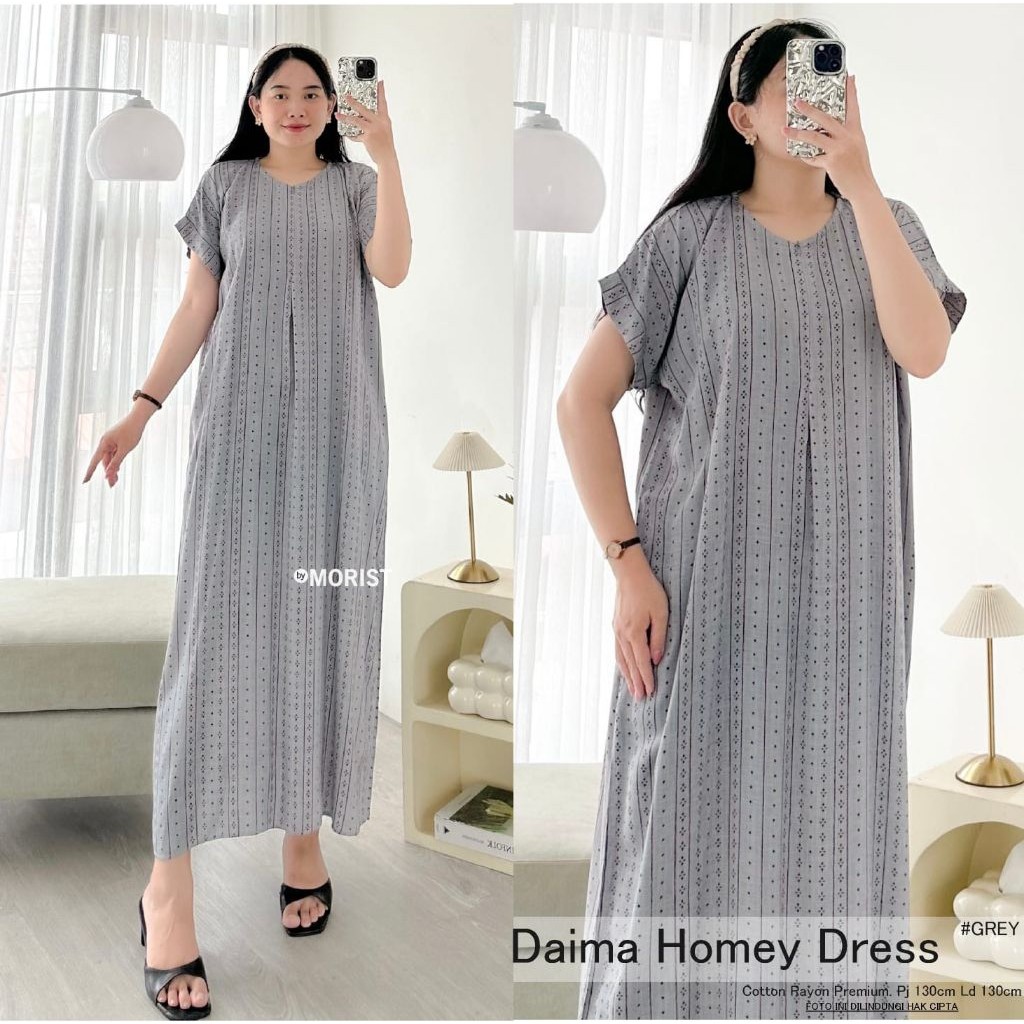 ada grup reseller bisa tanya admin Blomi Daima HomeDress Daster Pendek Premium Catton Rayon ginal  M