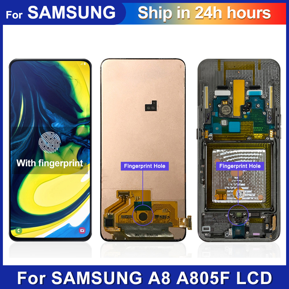 AAA+ For Samsung A80 A805 A805F LCD splay Tou Screen gitizer Assembly with Fingerprint For Samsung A