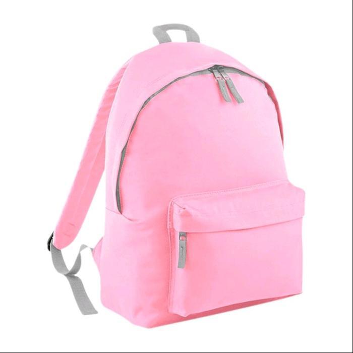 <toys_gallery> ransel pria wanita, tas sekolah, backpack, hitam polos Kanvas - ping muda