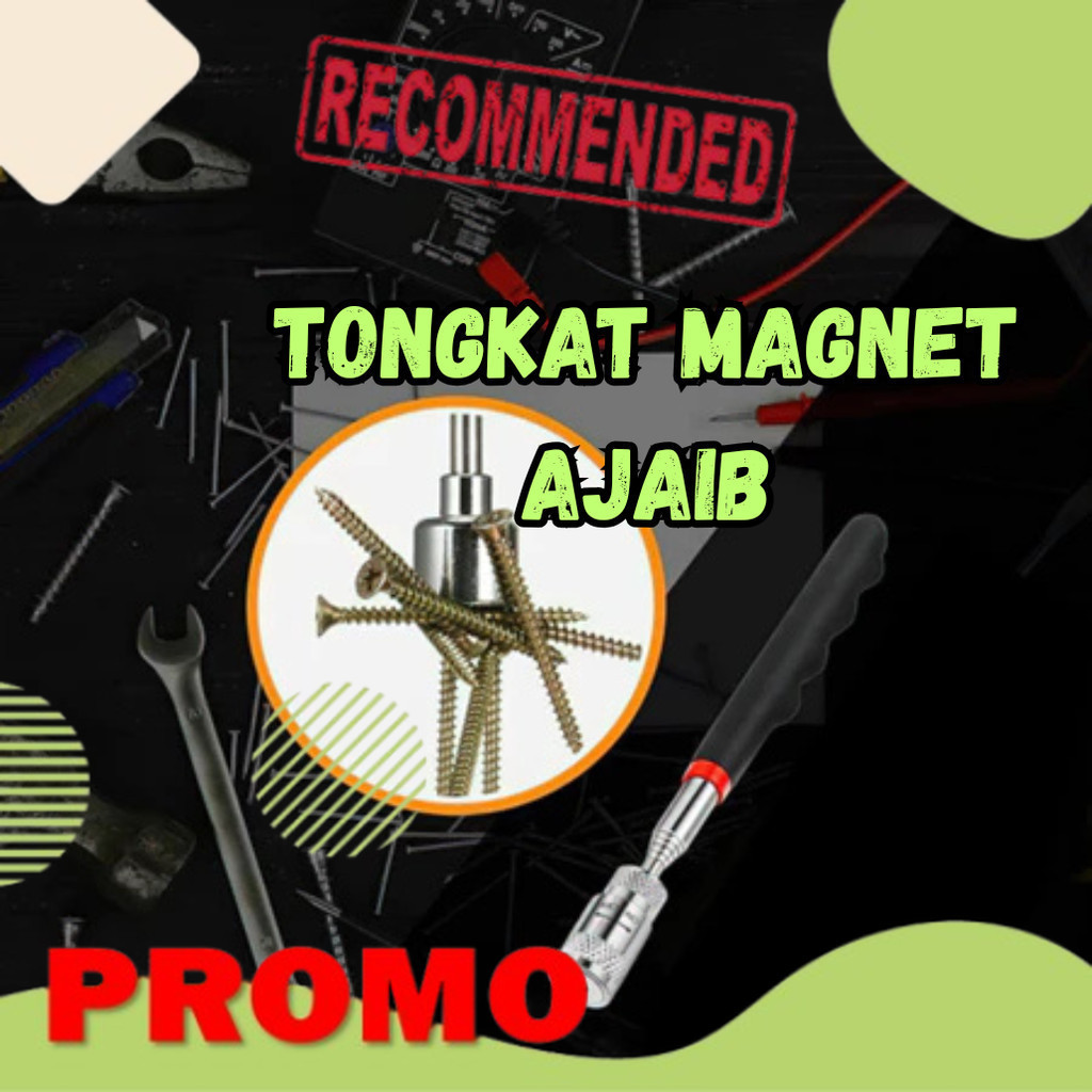 Tongkat Magnet Teleskopik Tongkat Magnet Lampu Pengambil Barang Mur Baut Besi Jatuh Tongkat Telescop