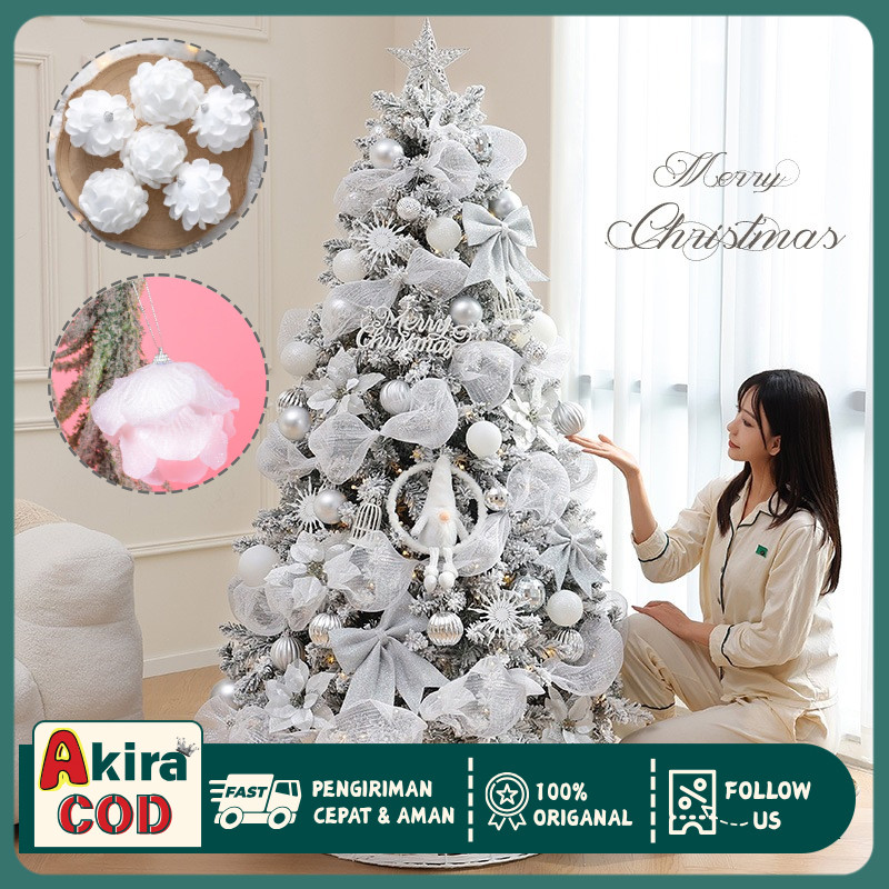 3PCS Bola Natal Hiasan Dekorasi Pohon Natal Gantungan Bola Natal Putih Xmas